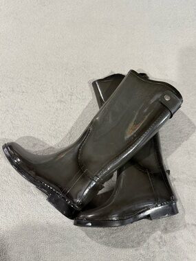 DAV women Black Gloss Waterproof Rain & Snow Boots